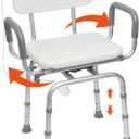 Vie Triomphe 360 Swivel Shower Chair with Arms and Back, Height Adjustable Bath Seat for Inside Shower or Tub, Shower Chair for Seniors, Elderly & Disabled, Safer Entry and Exit