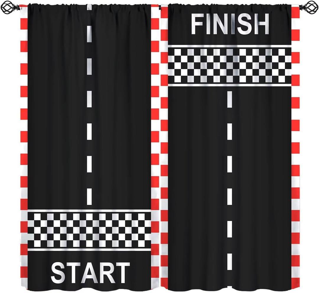 YCness Kids Boys Race Car Blackout Curtains Extreme Sports Car Raing Theme Art Printed Window Drapes for Kids Bedroom Living Room Nursery Decor Fabric 2 Panel 84x84 Inch 80% Shading Rate (42"W x 84"L (Pack of 2), Race Car-1)