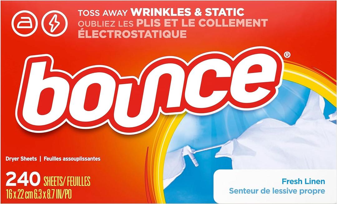 Bounce Dryer Sheets Laundry Fabric Softener, Fresh Linen Scent, 240 Count Bounce Dryer Sheets Laundry Fabric Softener, Fresh Linen Scent, 240 Count