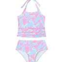 Kids Swimsuits for Girls Bathing Suits Size 6 7 Toddler Girls 2 Piece Swimsuit Cute Halter Adjustable Tie Tankini Summer Modest Swimwear 6-7 Year Old