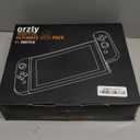 Orzly Accessory Bundle Kit designed for Nintendo switch Accessories Geeks and Oled console users Case and Screen protector, Joycon grips and Wheels for enhanced games play and more - Jet black