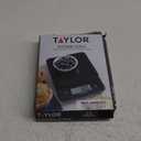 Taylor Glass Top Food Scale with Touch Controls, 11 lb Capacity, Sleek Black Design for Precision Food Measurement in Grams and Ounces