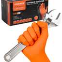 10mil Nitrile-Gloves Disposable-Orange Chemical-Resistant Rubber - Mechanic Gloves Heavy Duty Latex Free Diamond Grip (100, Large)