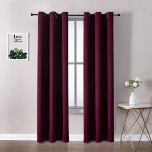 ChrisDowa Grommet Blackout Curtains for Bedroom and Living Room - 2 Panels Set Thermal Insulated Room Darkening Curtains (Burgundy Red, 42W x 84L)