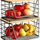 2 Pack Storage Stackable Kitchen Laundry Organizers, Wall Mount Large Trash Bag Holder with Bamboo Top, Standard Garbage Bag Dispenser, No Drill Required