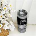 Keosonb Skinny Tumbler with Lid and Straw, Funny Print Design, 20 OZ Straight Stainless Steel Insulated Skinny Cup, Vacuum Double Layer Coffee Travel Mug for Gift (ZB-0601)