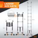 Telescoping Ladder,12.5 FT Extension Ladder w/Hooks,Stabilizers,Wheels,Heavy Duty 330lbs Max Capacity,Collapsible Telescopic Ladder for Rv,Roof,Outdoor