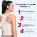Fit Geno Back Brace Posture Corrector for Men & Women: Shoulder Straightener Adjustable Full Back Support Pain Relief - Scoliosis Hunchback Spine Corrector (Large)