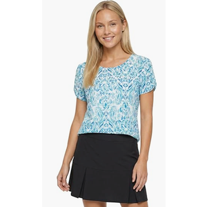 STELLA PARKER Women's Round Neck Shirt Size M Blue/Multi