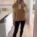 Women's Oversized Sweatshirts Color Block Pullovers Half Zipped Cropped Long Sleeve Casual Tops (Black)