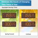 Peakeep Wooden Digital Alarm Clock Large Display, Textured Desk Table Decoration for Bedroom, Living Room, Plug in Clock with Time Date Day, 5 Brightness, Auto DST