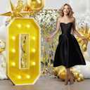 imprsv 4FT Gold Marquee Numbers, DIY Marquee Numbers Light Up Numbers for 30th 40th Birthday Decorations, Gold Party Decorations, Anniversary Party Decor, Mosaic Number 0, Pre-Cut Foam Board Kit