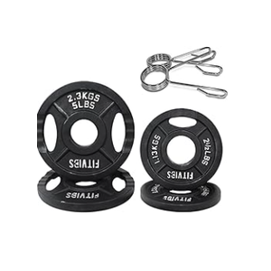 Signature Fitness Olympic Cast Iron Plate for Strength Training and Weightlifting, Pairs, Sets or Set with Barbell
2 pack 2.3 kg' 2 pack 1.3kg