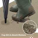 BEQHAUSE Dirt Trapper Door Mat 17" x 30" Half Circle Non-Slip Washable Doormats Entrance Rugs Absorbent Welcome Low Profile Floor Mats for Front Back Door and Entryway, Light Beige