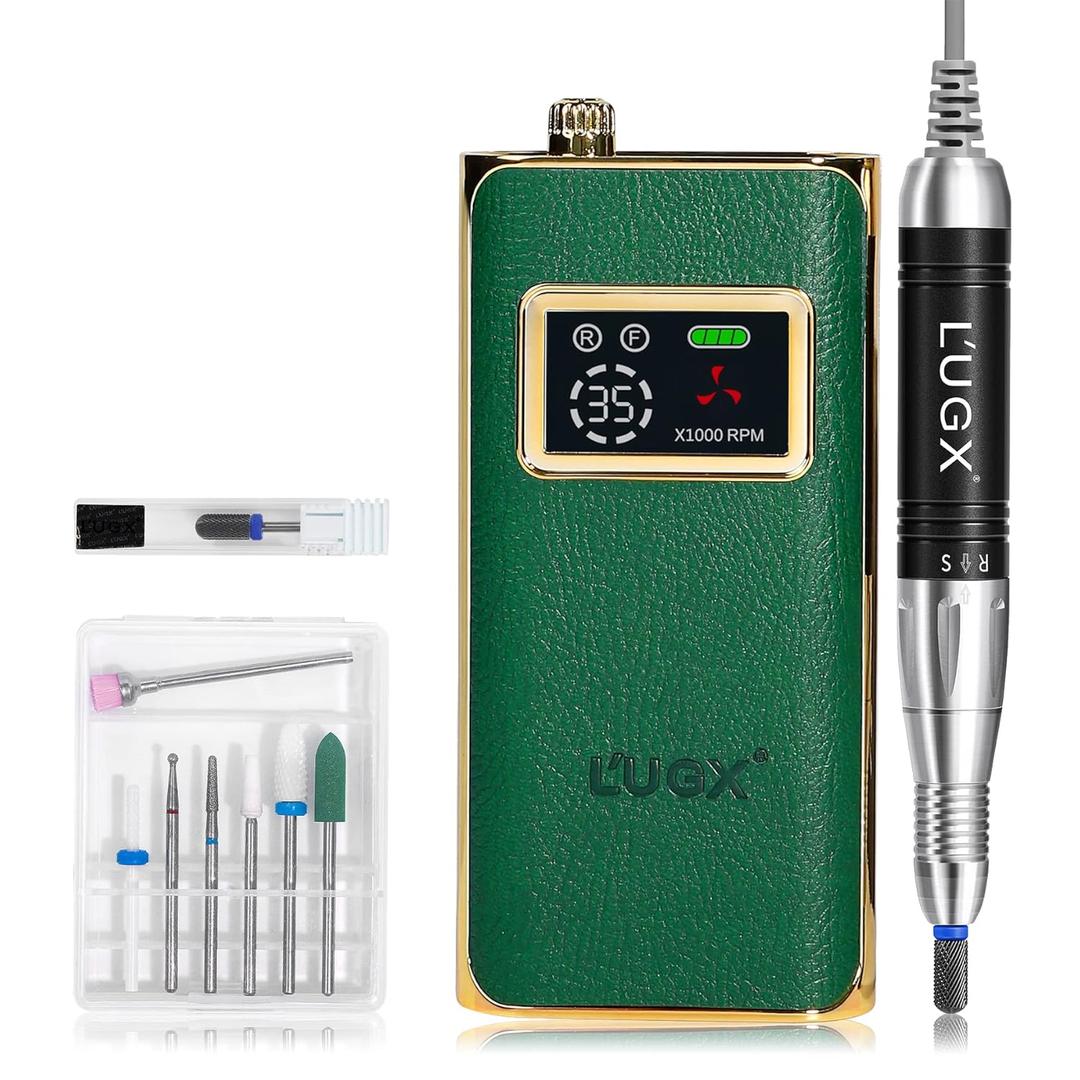 L'UGX Professional 35000RPM Electric Nail File for Acrylic Gel Nails, Portable Nail Drill Machine for Manicure & Pedicure Polishing