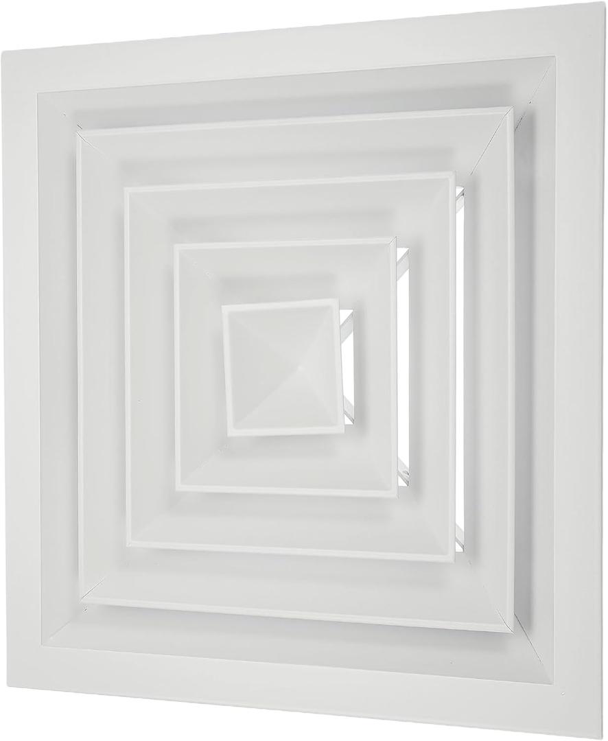 PATIKIL 11" x 11" Square Ceiling Diffuser,Aluminum Square Vent Cover HVAC Ceiling Diffuser for HVAC System Horizontal Flow Duct Industrial Home Office,White, 14" x 14" Ducting Opening Size