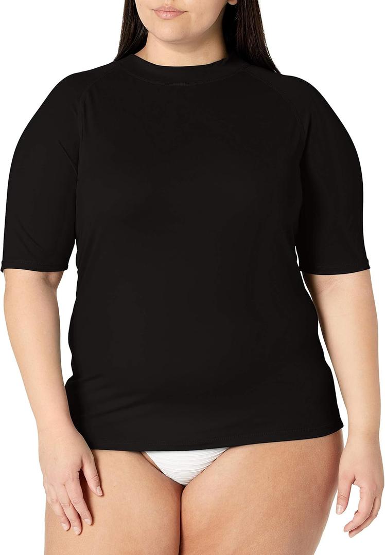 Kanu Surf Women's Plus-Size UPF 50+ Active Rashguard & Workout Top (1X, Black)