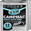 Heavy Duty Tarp 12' x 20', 12 Mil Thick Waterproof Poly Tarps, High Durability, Rip and Tear Resistant with Metal Grommets Every 20 Inches (Silver/Black)