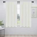 Easy-Going Rod Pocket Blackout Curtains for Bedroom, Room Darkening Window Curtains for Living Room, Thermal Insulated Noise Reduction Solid Window Drapes, 2 Panels(42x63 in, Ivory)