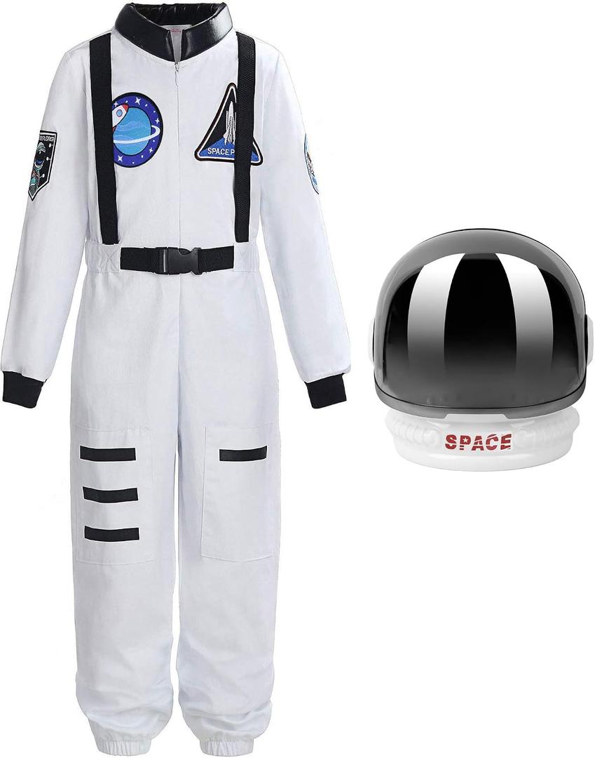 ReliBeauty Boys Girls Kids Children Astronaut Role Play Costume, White(with Helmet), 5-6 YEARS/45.67 IN HEIGHT