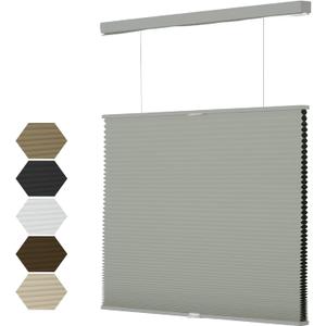 MYshade Top Down Bottom UpTDBU Cellular Shades, 1.5 inch Cordless Blackout Honeycomb Pleated Blinds for Windows Home Bedroom Office, Light Control, Thermal Insulated, 28" W x 64" H, Gray