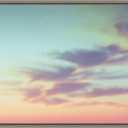 Amanti Art Framed Canvas Wall Art Print Ethereal Sunset on the Beach Sky Landscape by Stephanie Klatt (27 in. W x 14 in. H), Sylvie Greywash Frame - Medium