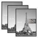 upsimples 18x24 Picture Frame Black 3 Pack, Scratch-Proof Poster Frames 18 x 24 for Photo Gallery - Slide-In Strips, Horizontal or Vertical Wall Mounting