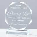BLUEBOOK Wedding Anniversary Glass Plaques Gifts for Parents Couples,4.5x3.9in Happy Anniversary Table Decoration Presents,Best Anniversary Memorial Gifts Ideas for Women men