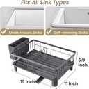 SNTD Dish Drying Rack - Small Dish Rack for Kitchen Counter, Stainless Steel Dish Drainer with Utensil Holder and Drainboard, 11" W x 15" L (Grey)