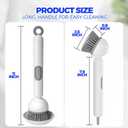 Holikme Dish Brush with Soap Dispenser - Dish Brush with Long Handle Deep Cleaning, Dish Scrubber Switchable Modes for Dishes, Pans, Sink, Pots (White)