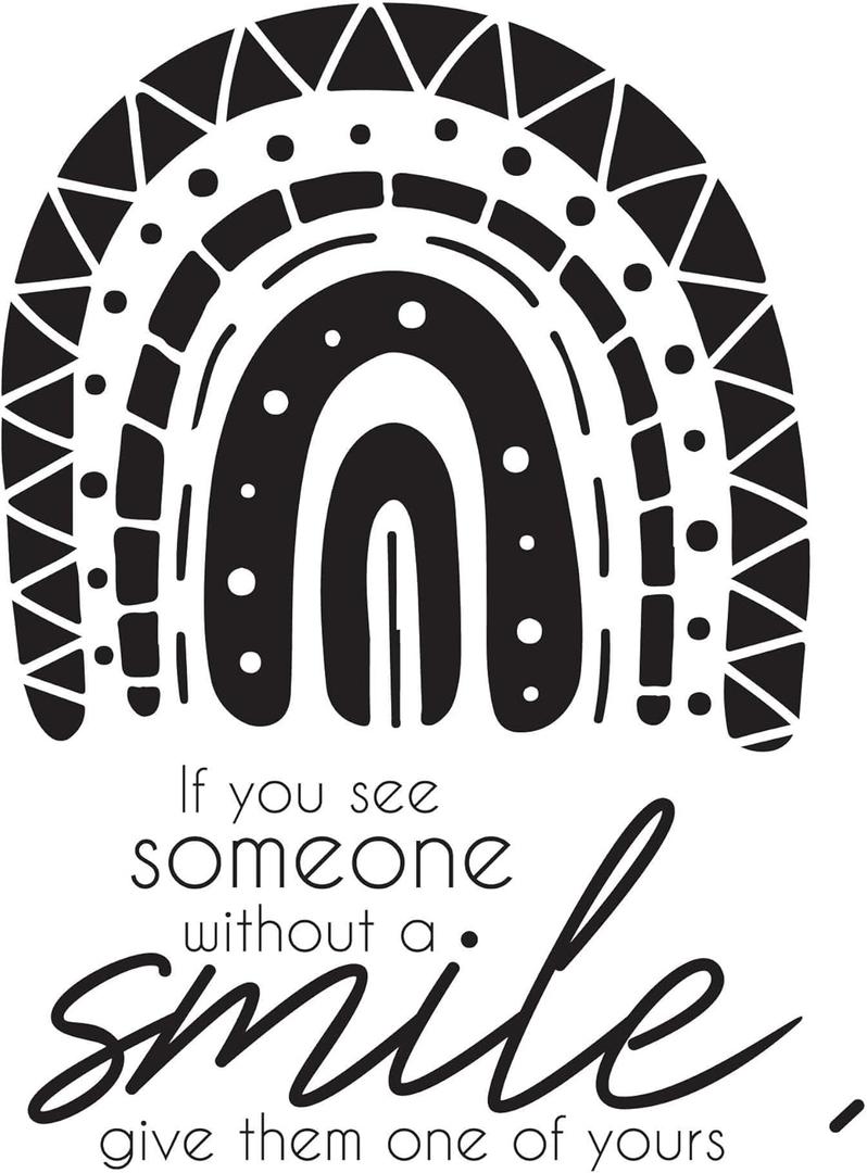 Children If You See Someone Without a Smile Happiness Quote Wall Decal Decoration Give Them One of Yours Boho Rainbow Life Happy Quote Lasts Years and Easily Removable - Size: 32 in(W) x 40 in(H)