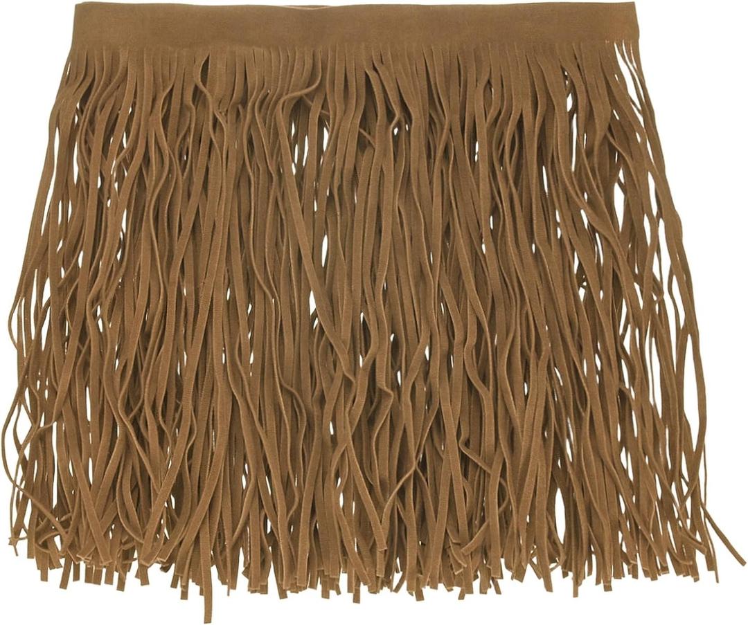 PU Leather Fringe Trim, 1 Yard 7.9 Inch Light Camel Double Side Suede Tassel Sewing Trim for DIY Craft/Sewing Dress Costume/Bags Shoe Decoration, Fringe Tassel