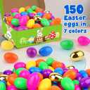 150 Pack 3 Inch Large Easter Eggs Bulk Include 6 Surprise Golden Eggs, Bright Colors Fillable Plastic Easter Egg Empty for Easter Hunt, Easter Basket Stuffers Fillers, Party Favors Classroom Prize