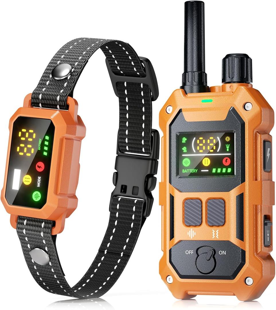 BLACKDOG Dog Training Collar, 4200ft Armor-Proof Dog Shock Collar with Remote, IP67 Waterproof Dog E Collar with 4 Training Modes & Night Vision Dual-Light for All Breeds 5-150lbs (Orange)
