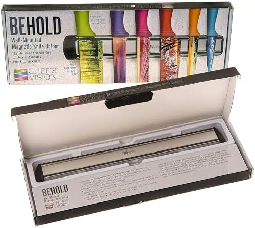 Chef’s Vision Silver Wall-Mount Magnetic Knife Holder - Sleek Magnetic Strip for Knives - Modern Magnetic Knife Bar for Easy Access - Ideal Magnetic Knife Holder for Wall - No Knives Included