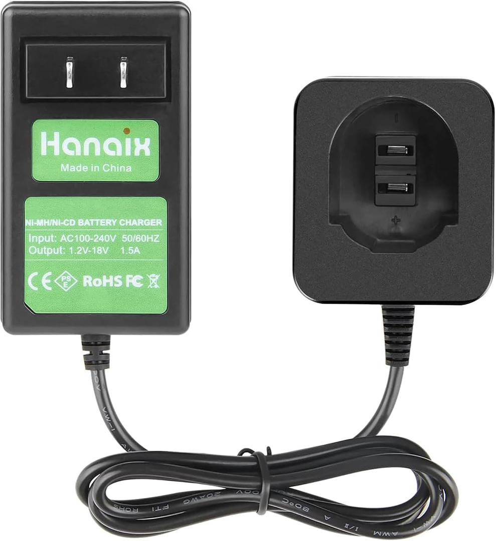 7.2v-18v Battery Charger for Black and Decker PS120 PS130 PS140 PS145 Battery, Compatibl with Black and Decker 7.2V 9.6V 12V 14.4V 18V Ni-MH&Ni-CD Battery