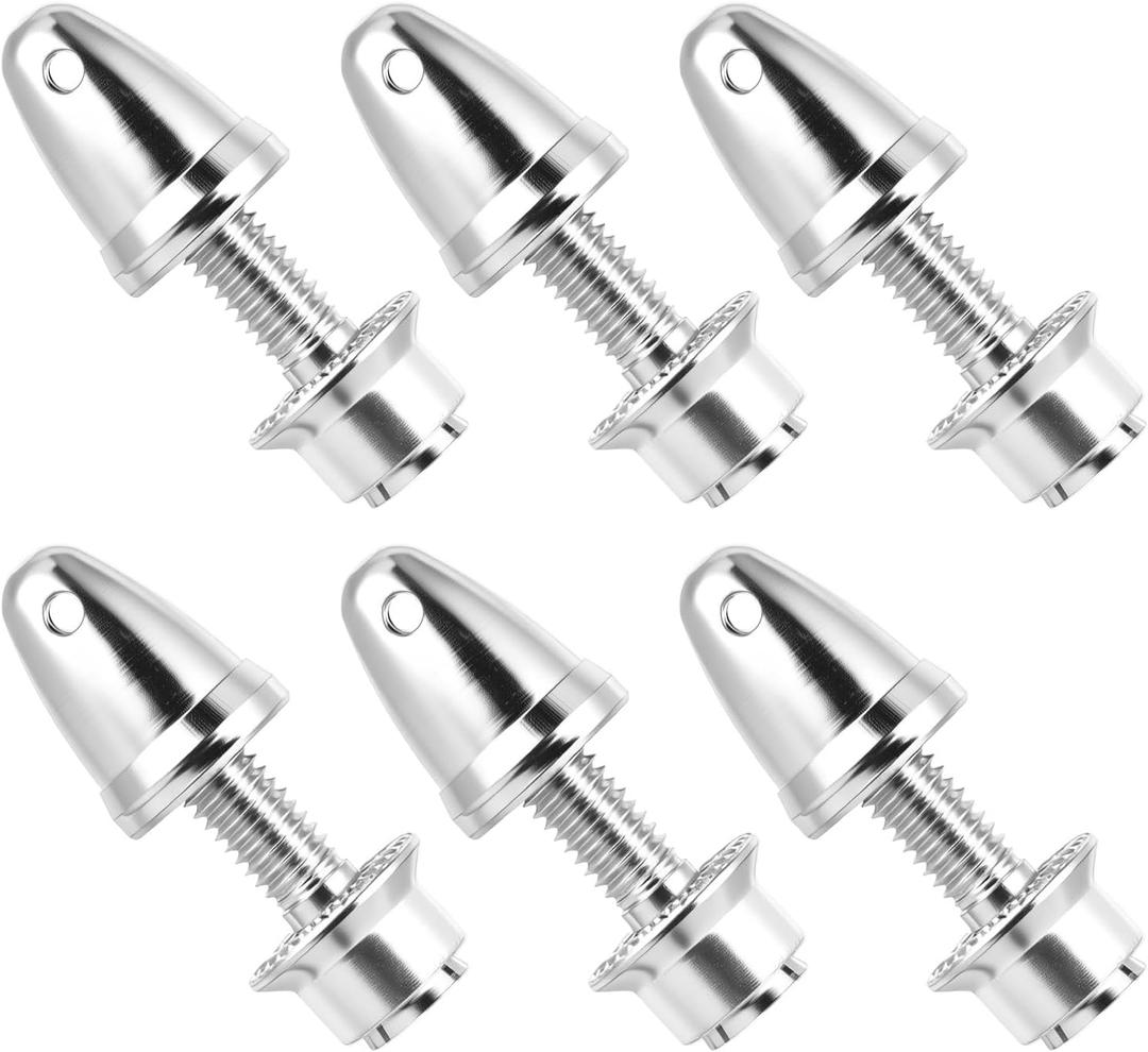 6 Pack RC Propeller Adapter, 4mm Motor Shaft Aperture to 6mm Output Axle, Aluminum Bullet Spinner Prop Saver for RC Airplane Brushless Motors DIY Parts