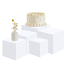 Geetery Set of 5 Display Buffet Risers Acrylic Cube with Hollow Bottoms Acrylic Boxes for Display Dessert Table Stands for Catering Collectibles Jewelry Decor (White,3,4,5,6,7 Inch)