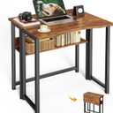 Huuger Folding Desk with Storage Shelf, 23.6 Inch Foldable Computer Table for Small Spaces, Space Saving Sofa Table for Couch, Writing Work Office Computer Desk, Easy to Fold, Rustic Brown, 18.5"d X 23.6"w