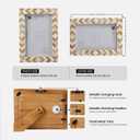Handicrafts Home Chevron Mosaic Picture Frame Handmade Bone Inlay 4 by 6 Photo Frame for Tabletop & Wall Decor, Home Decor, Boho Chic Coastal Farmhouse Frame, Colorful Desk & Shelf Decor- Brown White