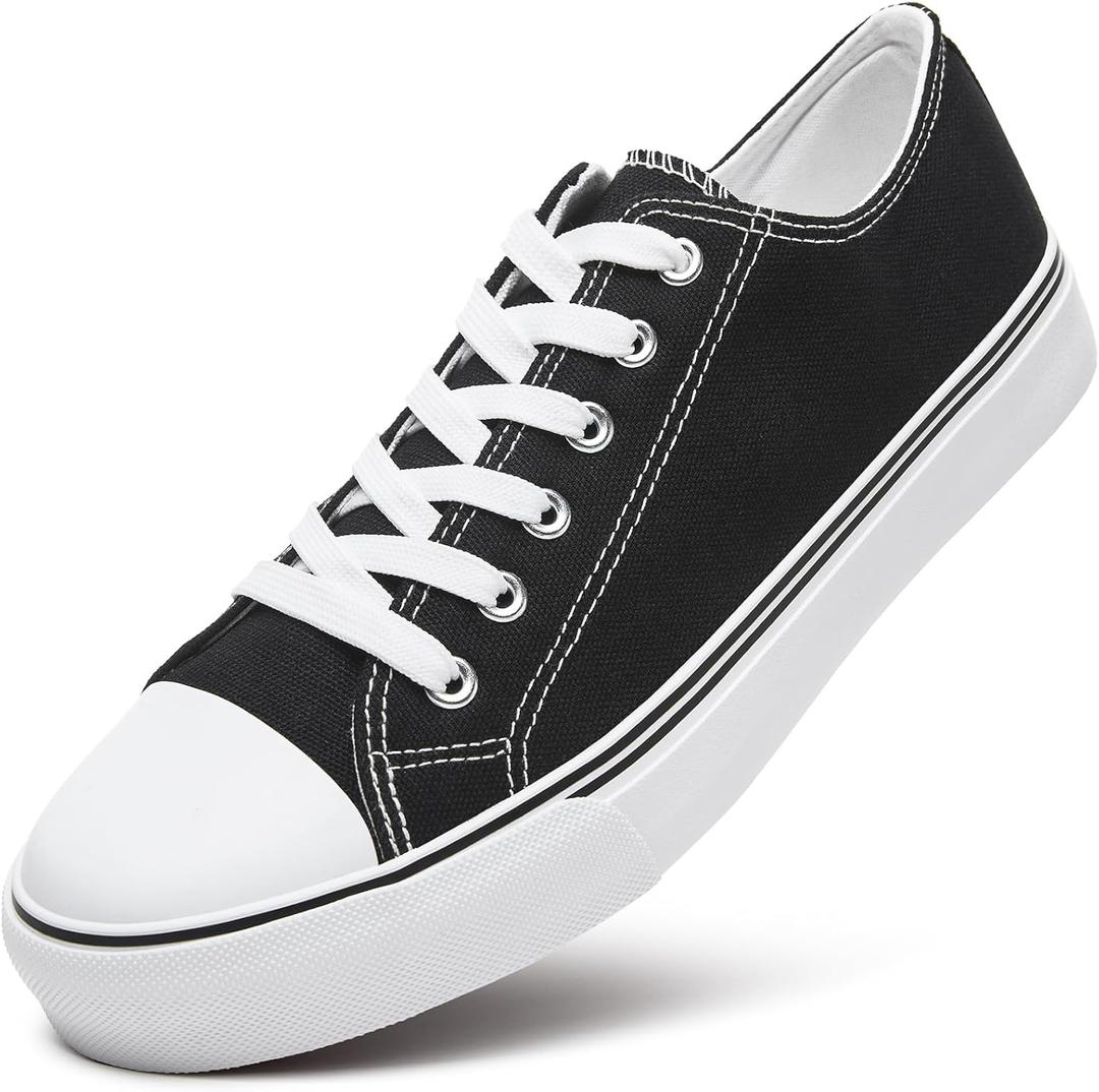 ZGR Mens Classic Casual Shoes,Lace-up Fashion Sneakers,Low Top Canvas Sneakers for Men (9.5, Black)