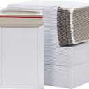100 Pack 6x8 Rigid Mailers - 550 GSM Thick Self Adhesive Stay Flat Cardboard Envelopes for Shipping Photos, Documents, Collectible Trading Cards (White)