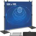 VEVOR 10ft x10ft Pipe and Drape Kit, Heavy Duty Backdrop Stand with Carbon Steel Base, Adjustable Backdrop Support with 2 Clamps and A Carry Bag for Wedding, Party, Event, Photography and Exhibition