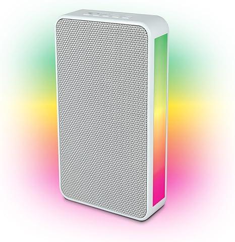 Wall Mounted Bluetooth Speaker with RGB Light, 10W Wireless Garage Audio System, Outdoor Powered Speakers for Patio, Backyard, or Movie Projector Setup, White, (1 Pack) 