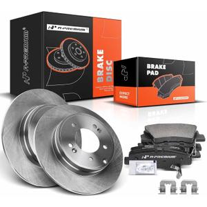 A-Premium 11.14 inch(283 mm) Rear Solid Disc Brake Rotors + Ceramic Pads Kit Compatible with Select Hyundai and Kia Models - Optima 2011-2015, Azera 2012-2017, Sonata 2011-2015, 6-PC Set