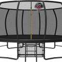 Lyromix 16FT Outdoor Trampolines for Kids and Adults, Pumpkin Trampolin with Curved Poles, Recreational Trampolin with Basketball Hoop and Safety Enclosure Net for Kids and Adults