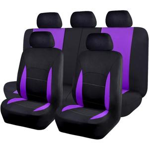 Flying Banner Car Seat Covers Front Seats Rear Bench Polyester car seat Protectors Easy installations Rear Bench Split Classic Man Lady Truck (Full Set - Low Back, Black Purple)