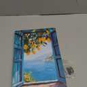 Framed Open Window Beach Canvas Wall Art Coastal Wall Decor Picture Coastal Lemon Tree Canvas Prints Painting Artwork Fake Window Wall Art Horizontal Nature Landscape Seaside Summer Print for Home Decoration (E, 8x12inch(20x30cm), Framed)