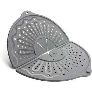 Silicone Splatter Screen For 10, 11 and 12 Inch Frying Pan, Foldable Splash Guard, Multi-Use Grease Splatter Guard/Trivet Mat, 12" Non-Stick Oil Splatter Guard, Dishwasher Safe, BPA Free, Gray