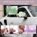 Wedding Car Decorations Kit with White Artificial Flowers, Satin Ribbon Bows, Just Married Hood Garland, Bride and Groom Vehicle Decor for SUV Truck Outdoor Wedding Party Bonnet Bouquet